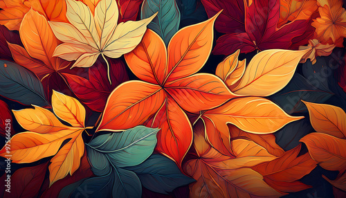  Autumn leaves in a vibrant display, perfect for seasonal themes or backgrounds. _1(114)