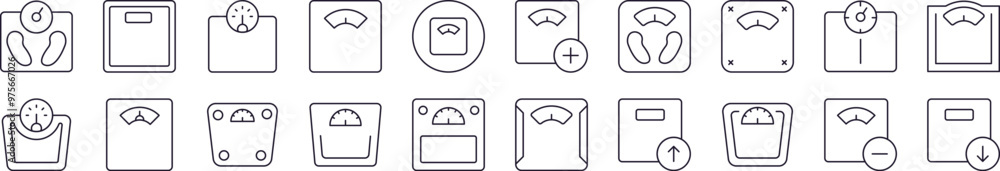 Floor Scale Line Icon Set. Editable Stroke. Minimalistic Linear Pictogram for Design of Cards, Apps, Banners, Posts Floor Scale Line Icon Set. Editable Stroke. Minimalistic Linear Pictogram for Design of Cards, Apps, Banners, Posts