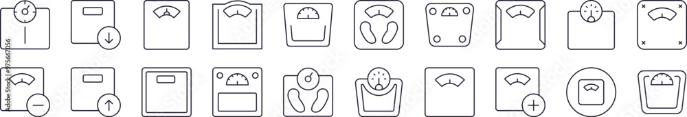 Set of Line Icons of Floor Scale. Editable Stroke. Minimalistic Linear Pictogram for Design of Cards, Apps, Banners, Posts Set of Line Icons of Floor Scale. Editable Stroke. Minimalistic Linear Pictogram for Design of Cards, Apps, Banners, Posts