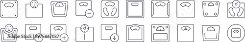 Floor Scale Line Icon Bundle. Editable Stroke. Minimalistic Linear Pictogram for Design of Cards, Apps, Banners, Posts