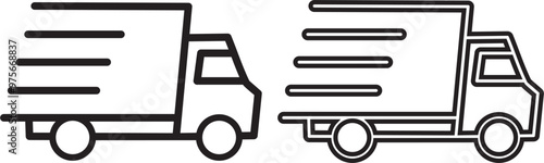 Fast shipping delivery truck flat vector icon for apps and websites
