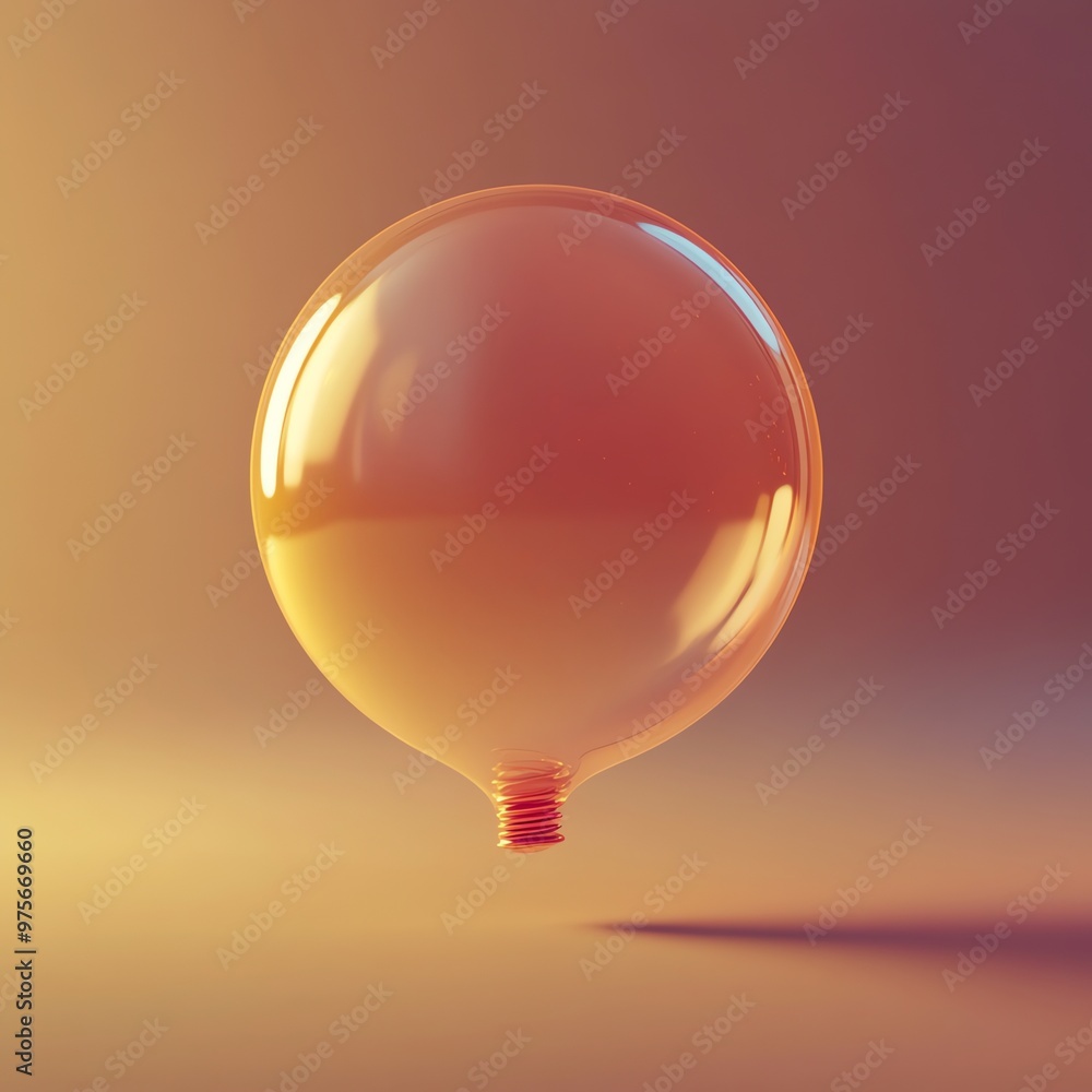 A glass orb with a red bottom sits against a peach background. A glass orb with a red bottom sits against a peach background.