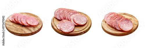 Sliced sausage, on transparent background