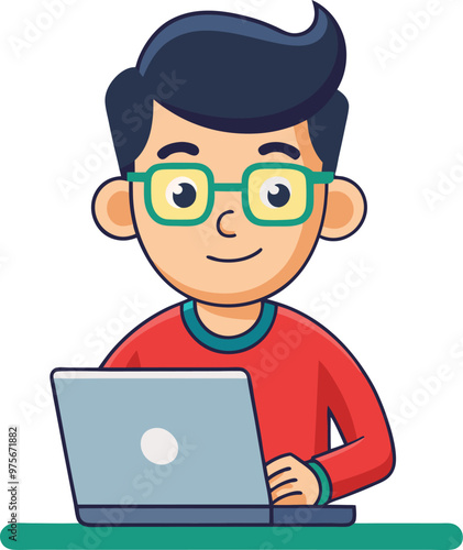 Man using laptop illustration cartoon character