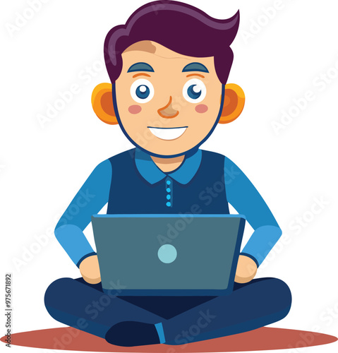 Man using laptop illustration cartoon character