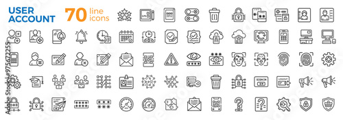 user accounts personal information security communication set line icons