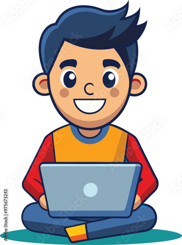 Man using laptop illustration cartoon character
