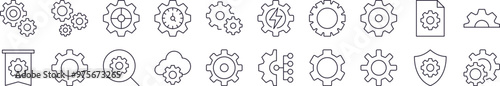 Gear Line Icon Set. Editable Stroke. Minimalistic Linear Pictogram for Design of Cards, Apps, Banners, Posts