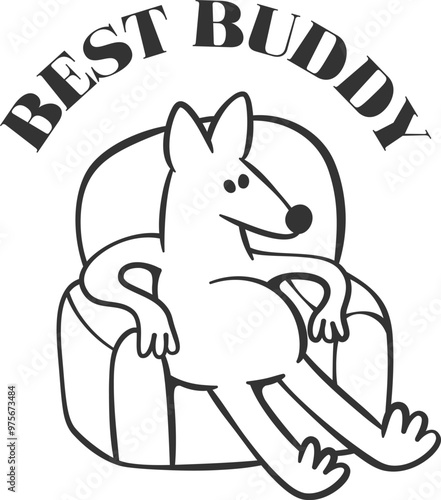 Doodle dog simple outline drawing