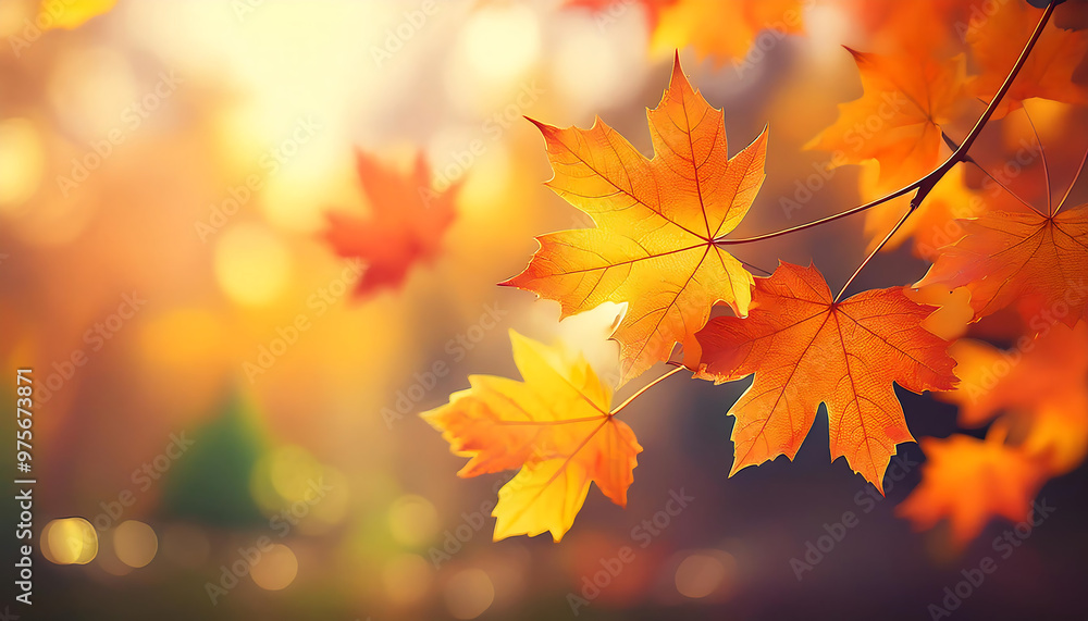 Beautiful maple leaves on a sunny autumn day, with a blurred background for a serene effect_1(176) Beautiful maple leaves on a sunny autumn day, with a blurred background for a serene effect_1(176)