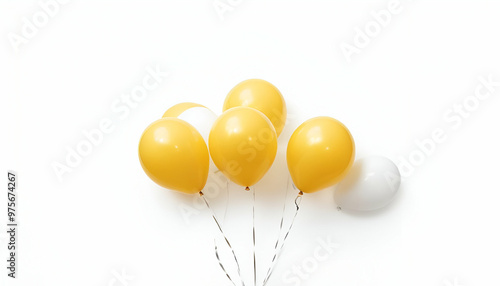 Wallpaper Mural A bunch of yellow and white balloons floating against a white background Torontodigital.ca