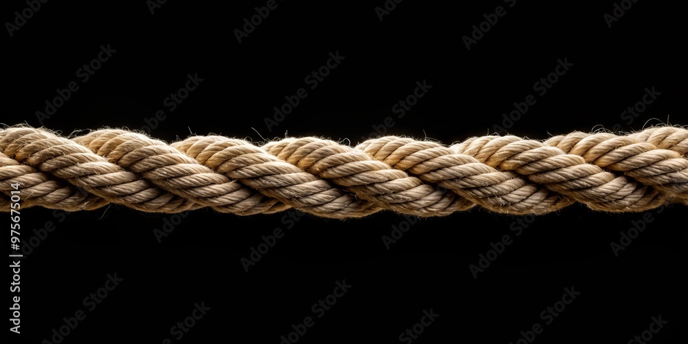 Fototapeta premium Close-Up of a Braided Rope Against a Black Background, macro, texture, lighting, nautical, rope, texture