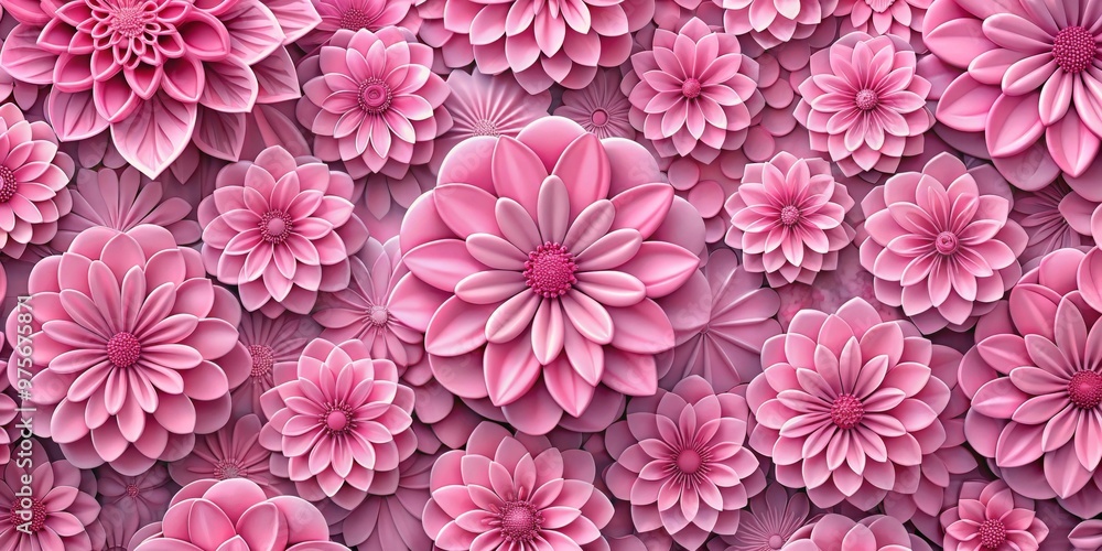 Pink Floral Bouquet 3D Rendered Pink Flowers with Layered Petals, flower, art, design Pink Floral Bouquet 3D Rendered Pink Flowers with Layered Petals, flower, art, design