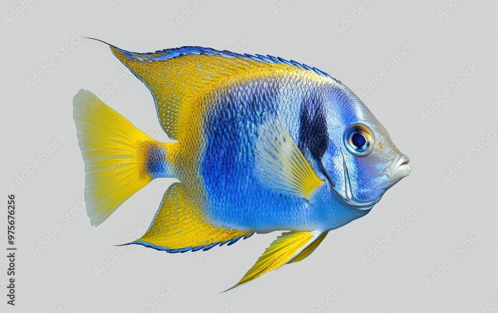 Naklejka premium Very beautiful fish isolated on clear white background photo 