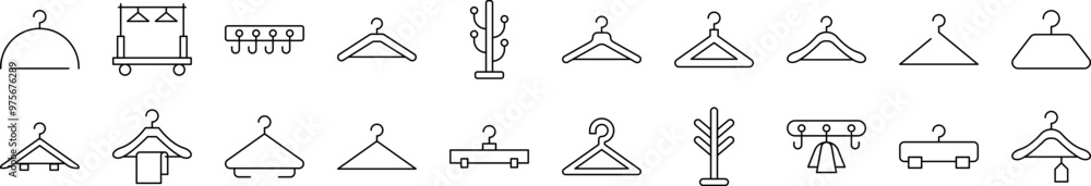 Simple Linear Icon of Clothing Hanger. Editable Stroke. Minimalistic Linear Pictogram for Design of Cards, Apps, Banners, Posts Simple Linear Icon of Clothing Hanger. Editable Stroke. Minimalistic Linear Pictogram for Design of Cards, Apps, Banners, Posts