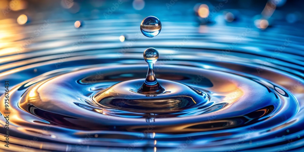 Water Drop Impact Blue and Gold Ripples, Macro Photography, Close-up, Water, Reflection Water Drop Impact Blue and Gold Ripples, Macro Photography, Close-up, Water, Reflection