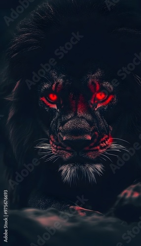 Dark Lion with red eyes