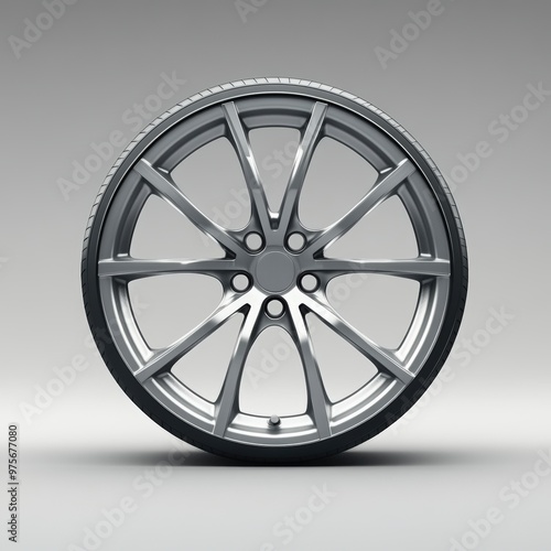 Wheel on clear gray background photo