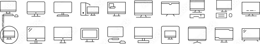 Collection of Line Icons of Computer. Editable Stroke. Minimalistic Linear Pictogram for Design of Cards, Apps, Banners, Posts Collection of Line Icons of Computer. Editable Stroke. Minimalistic Linear Pictogram for Design of Cards, Apps, Banners, Posts