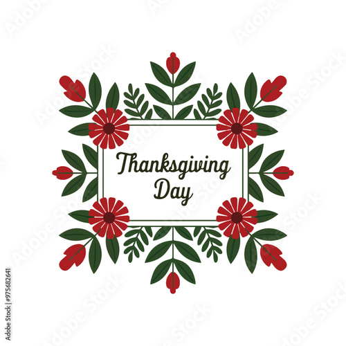 Charming Floral Thanksgiving Day Card with Elegant Script and Autumn Background, Elegant Thanksgiving Day Card with Floral Background