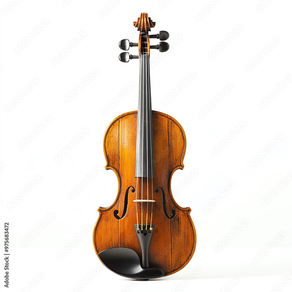 Fototapeta premium A violin with a pumpkin-shaped body, Halloween theme, dark and spooky, isolated on white background