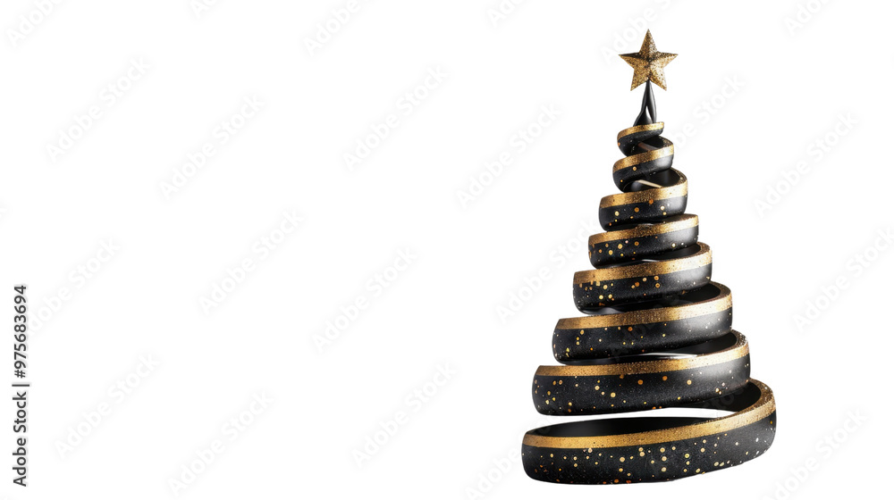 Gold and black Christmas tree on transparent background Gold and black Christmas tree on transparent background