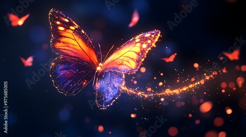 Wallpaper Mural Magical Glowing Butterfly in Enchanted Fantasy Landscape Torontodigital.ca