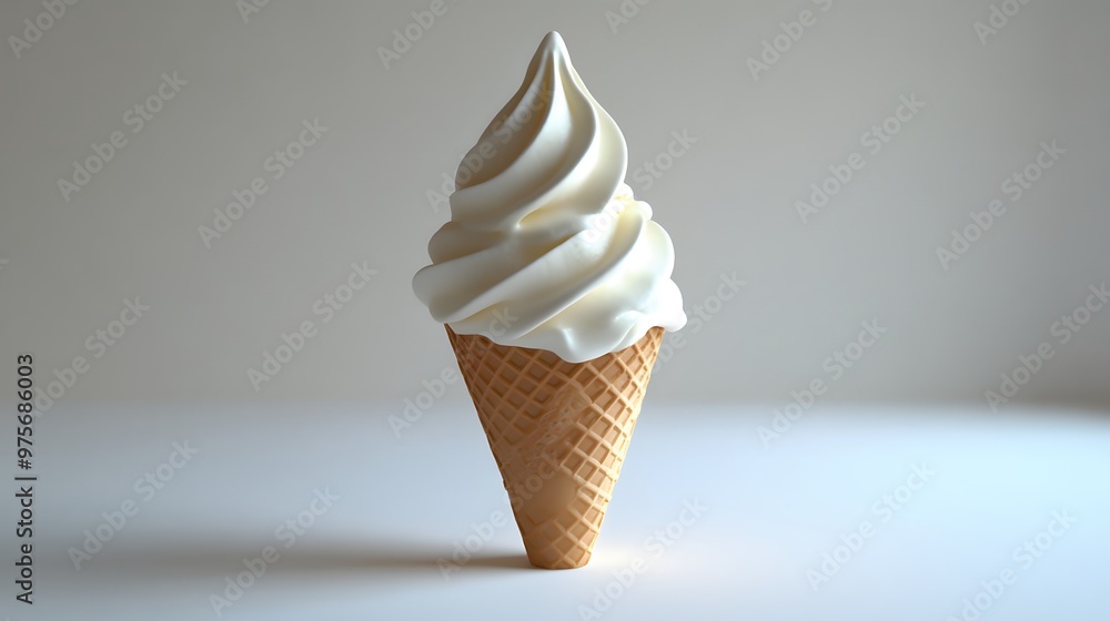 118. A solitary white ice cream cone with vanilla ice cream 118. A solitary white ice cream cone with vanilla ice cream