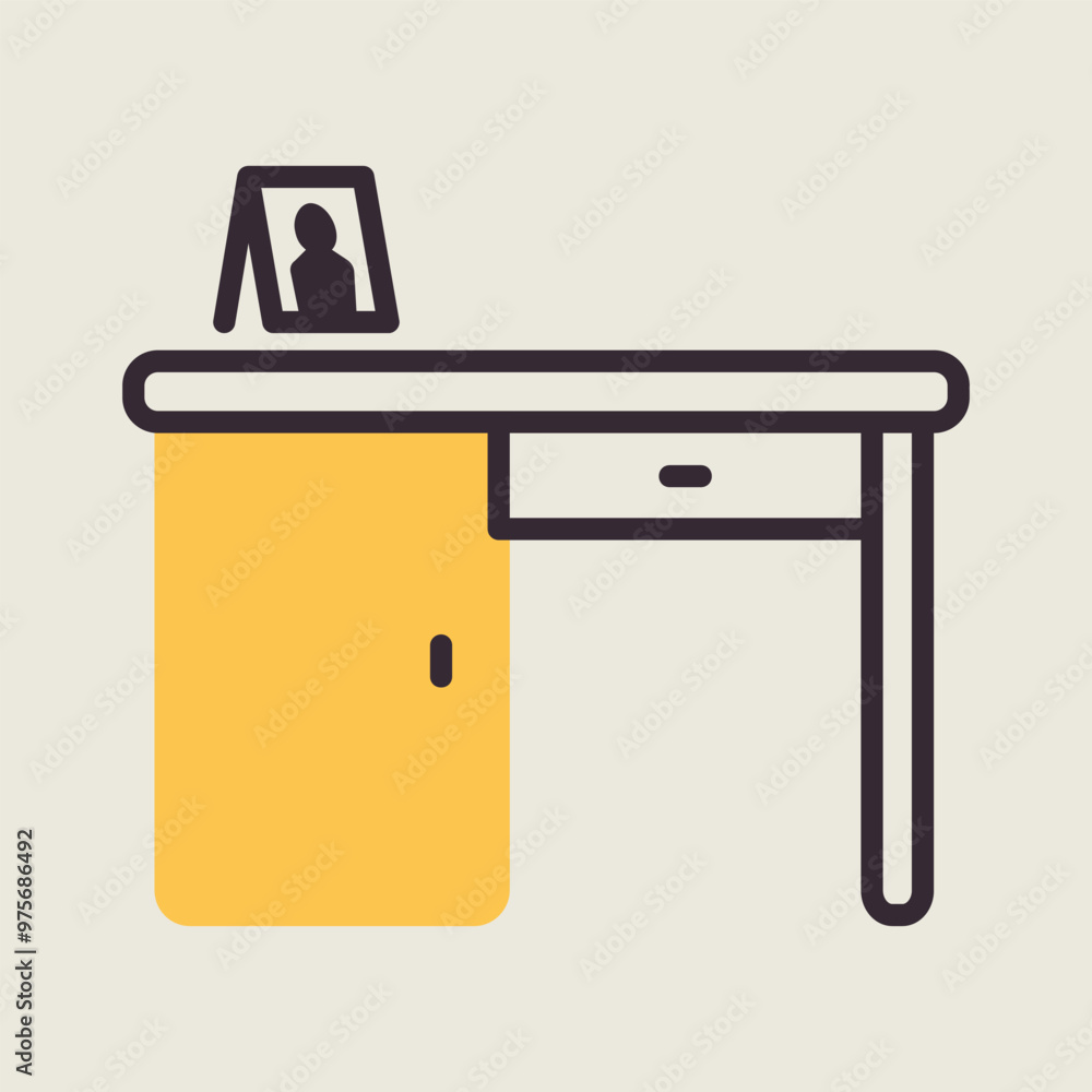 Desk vector icon. Office desk sign Desk vector icon. Office desk sign