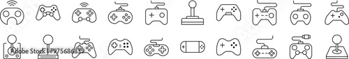 Collection of Line Icons of Joystick. Editable Stroke. Minimalistic Linear Pictogram for Design of Cards, Apps, Banners, Posts