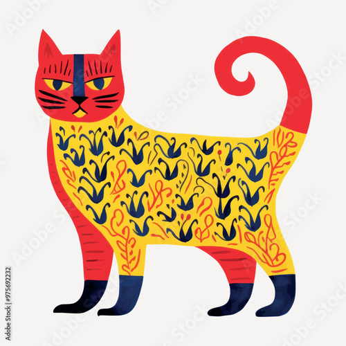 Colorful abstract cat illustration