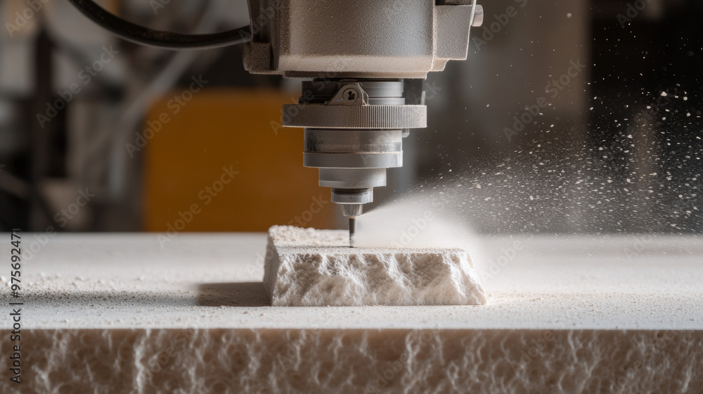 Close-up of a CNC machine cutting into wood, creating fine sawdust, showcasing precision machining and modern woodworking techniques.
Close-up of a CNC machine cutting into wood, creating fine sawdust, showcasing precision machining and modern woodworking techniques.