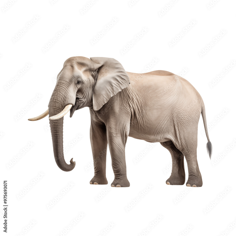 Fototapeta premium Majestic African Elephant Standing On Transparent Background