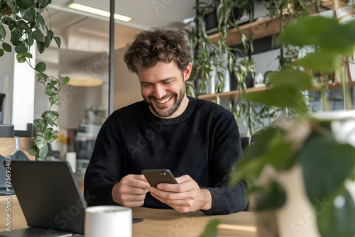 Young European Businessman Managing Digital Tasks at Office Desk