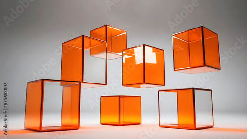 Obraz na płótnie elegant aesthetic design, template with copy space area, abstract glass cubes isolated on clean background, blank advertising display w salonie