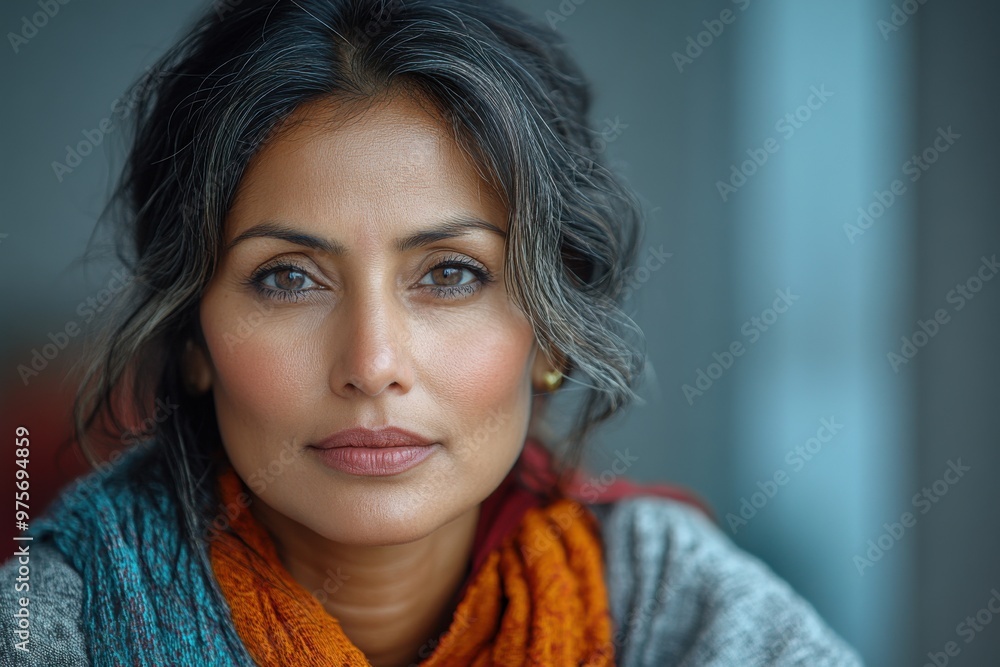 Serene portrait of an indian woman in minimalist style Serene portrait of an indian woman in minimalist style