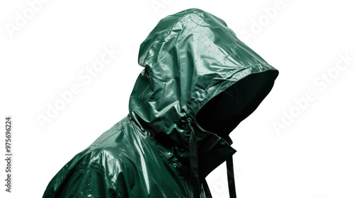 Men's green rain jacket on transparent background photo