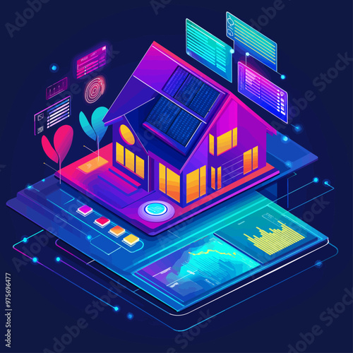 Smart Home Energy Dashboard Isometric Vector Illustration