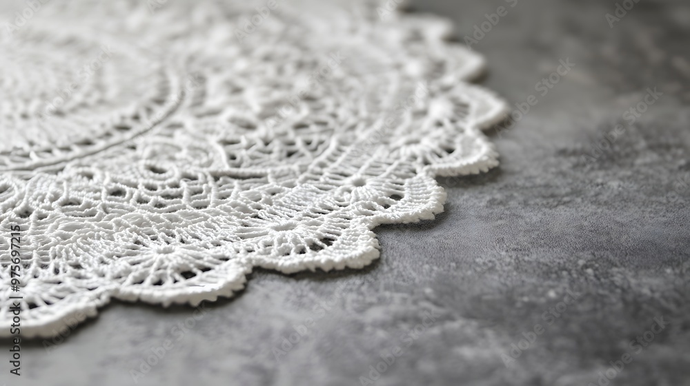 3. A delicate white lace doily on a smooth surface 3. A delicate white lace doily on a smooth surface