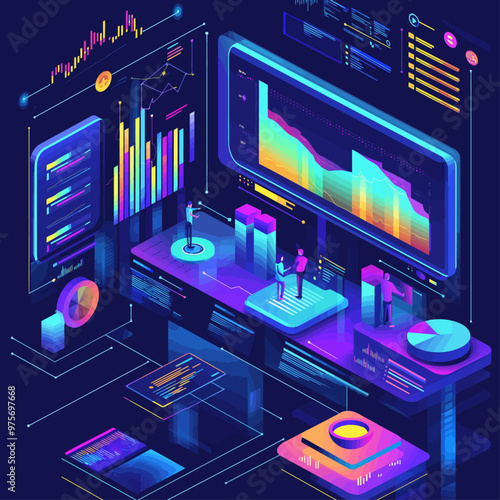 Isometric Healthcare Data Analytics Concept