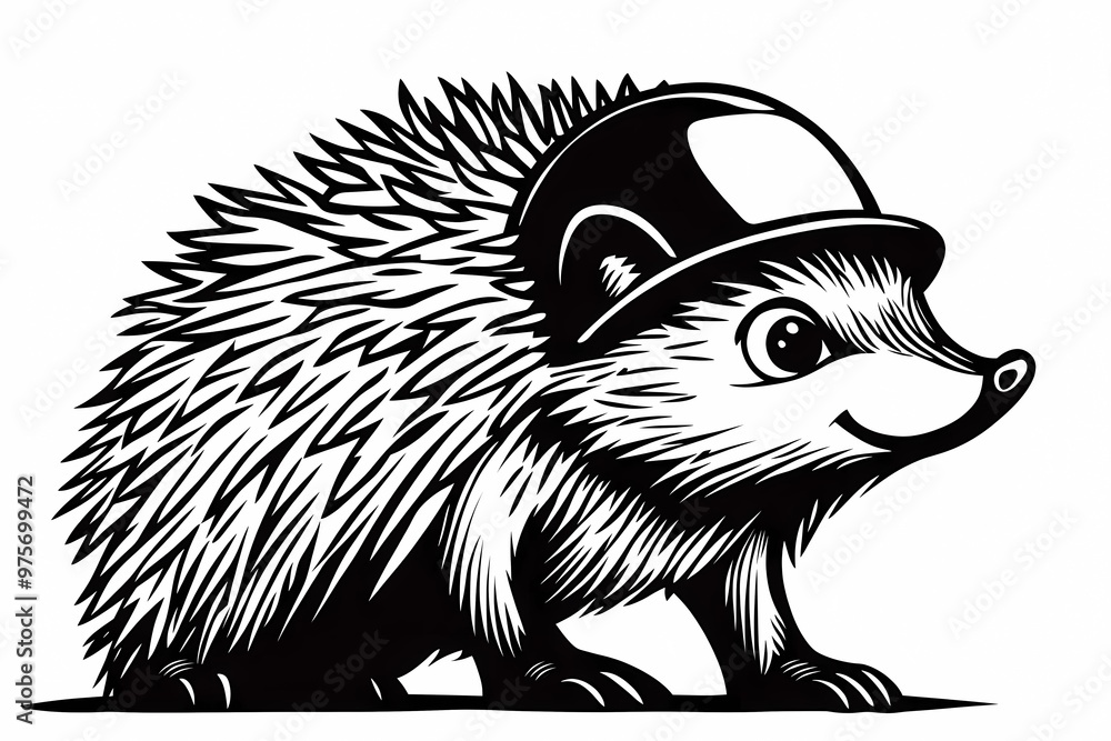 Fototapeta premium Cute hedgehog coloring page for kids, ideal for creative learning fun.