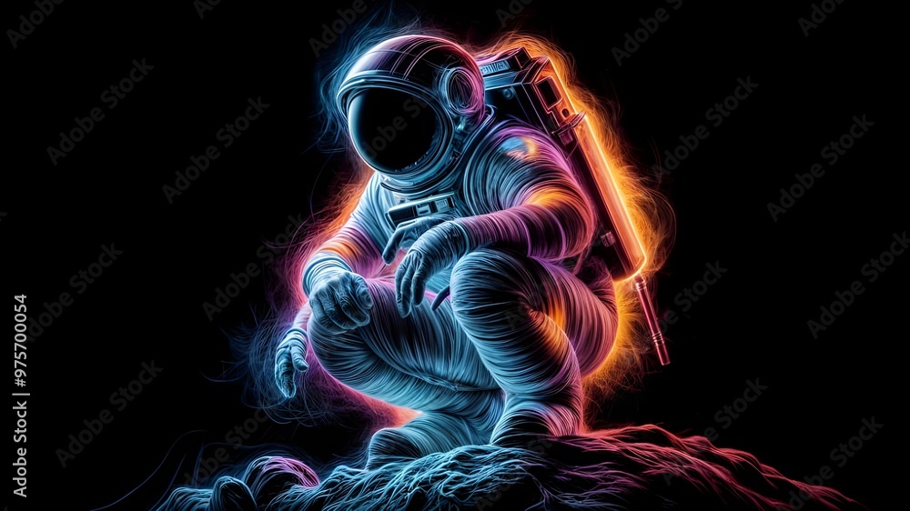 An astronaut in an astronaut suit with a box on the back. An astronaut in an astronaut suit with a box on the back.