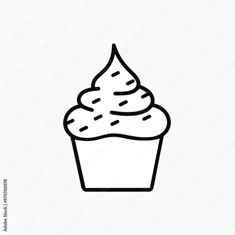 Simple cupcake icon outline design
