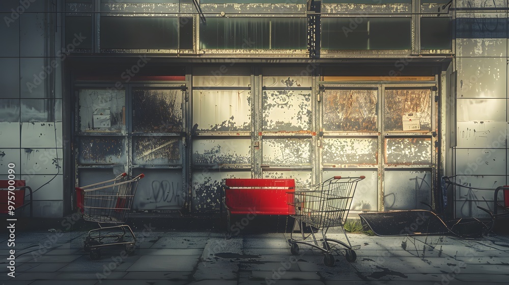Abandoned retail store with boarded-up storefront displaying 'Closed ...