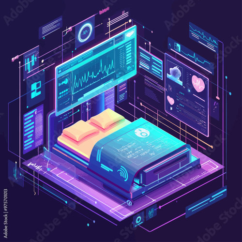 Remote Patient Monitoring Isometric Illustration