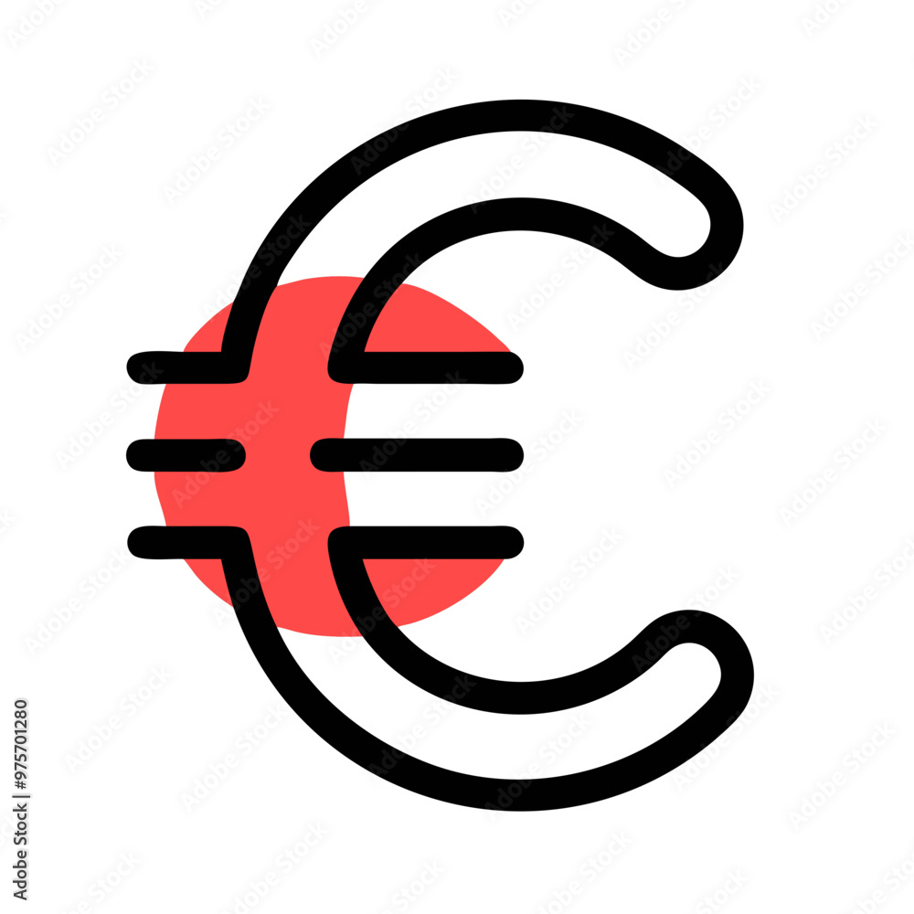 Euro sign vector icon minimalist design, red and black colors, currency concept
Euro sign vector icon minimalist design, red and black colors, currency concept