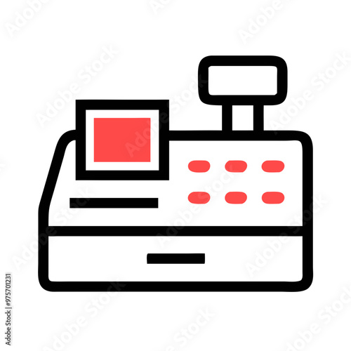 Vector icon of a cash register in a modern style on a white background
