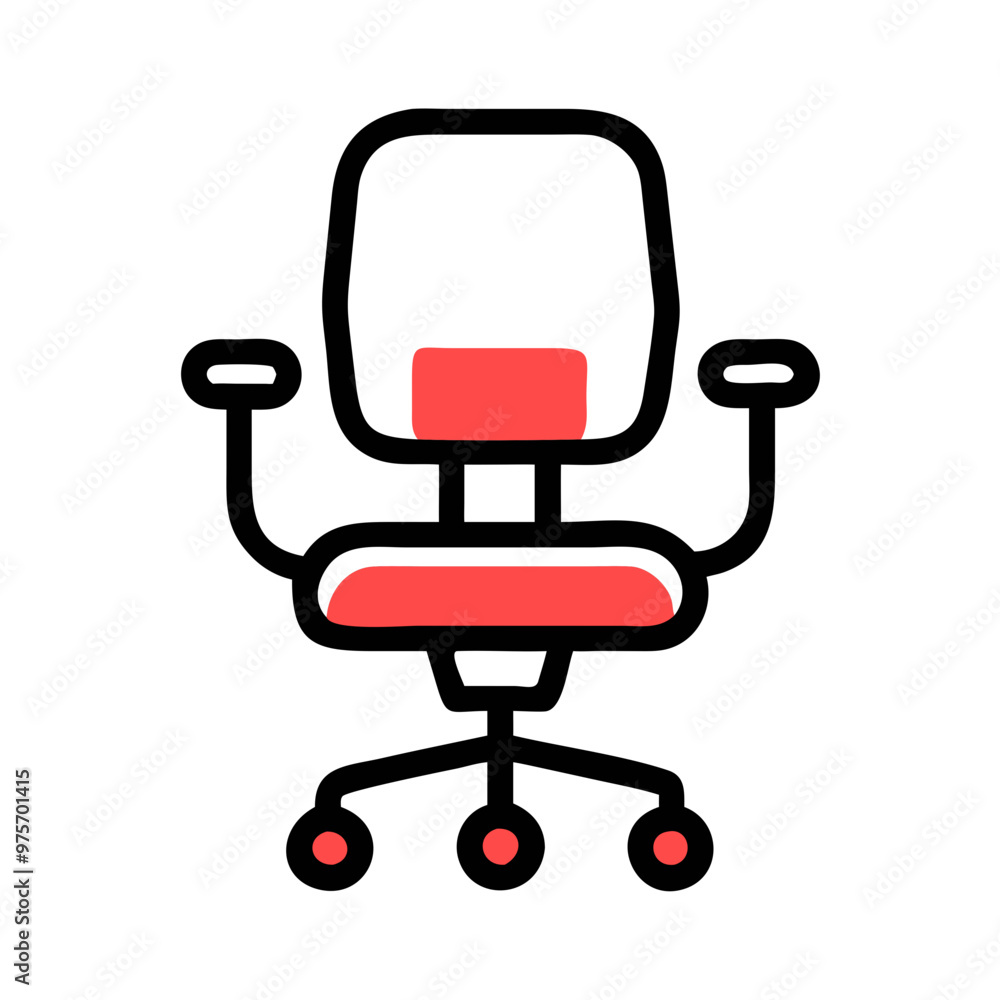 Office chair vector icon illustration in red and black for workspace concept
Office chair vector icon illustration in red and black for workspace concept