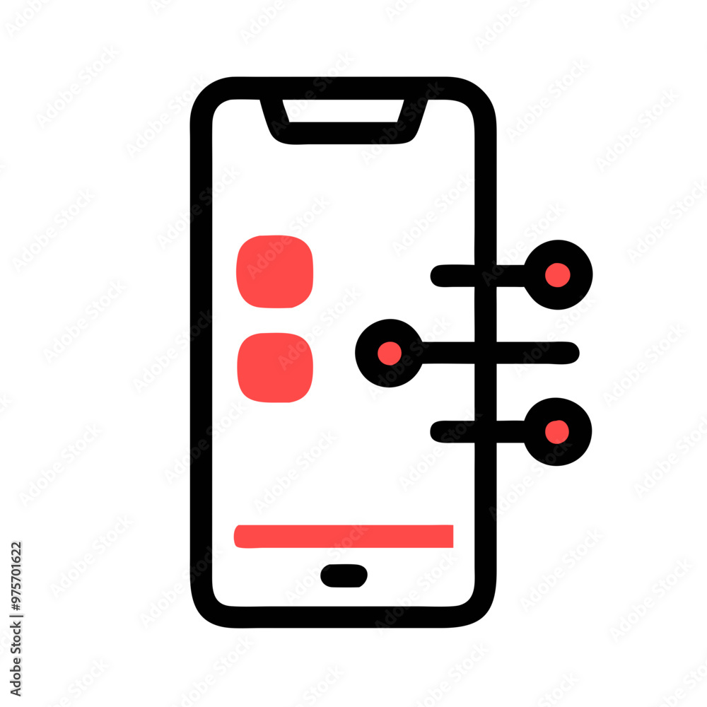 Smartphone vector icon illustration in red and black for mobile technology concept
Smartphone vector icon illustration in red and black for mobile technology concept