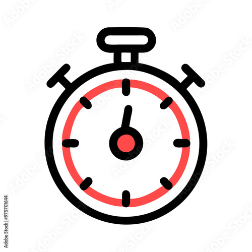 Stopwatch vector icon illustration in red and black for time measurement concept
